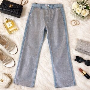 FRAME Atelier Le Jane Rhinestone Crystal Straight Leg Jeans Size 28